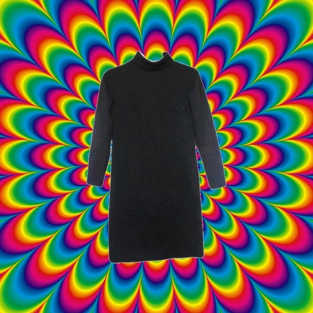 vintage black turtleneck mod dress size small xs 4